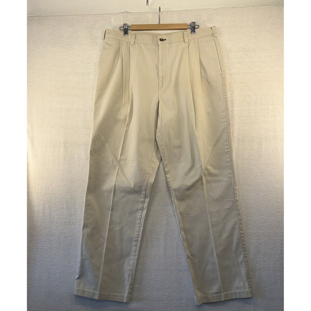 Vtg Tommy Hilfiger Slacks Mens 38x32 Pants Pleated Front Khakis Crest Logo